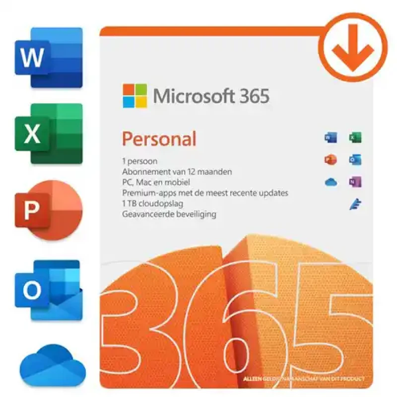 Microsoft 365 Personal For 1 User 1 TB Storage Subscription Annual