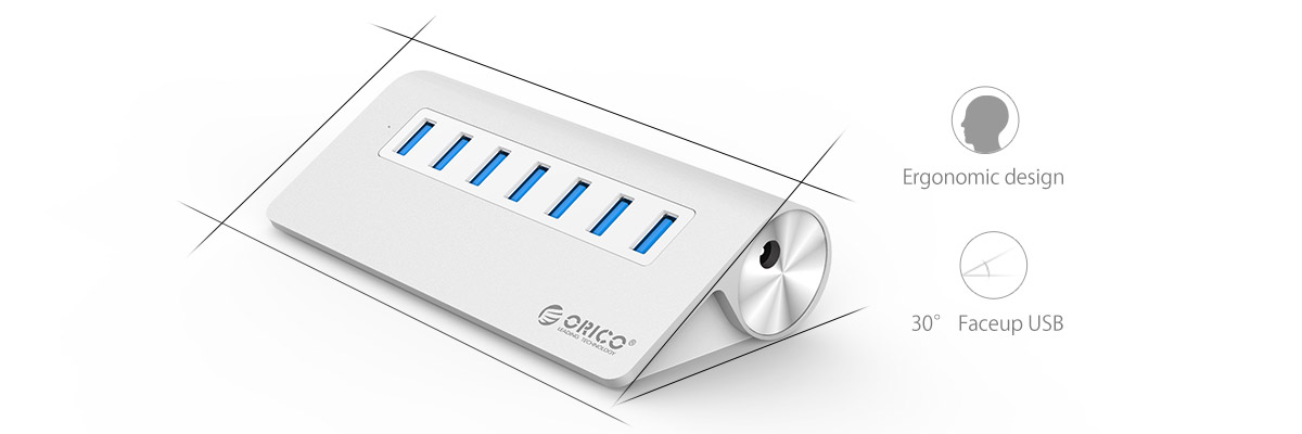 Orico Aluminum Alloy 7 Port (M3H7-V1) USB3.0 HUB with 30W