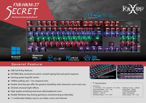 Gaming Keyboard Fox Xray FXR-HKM-37 Secret Mechanical